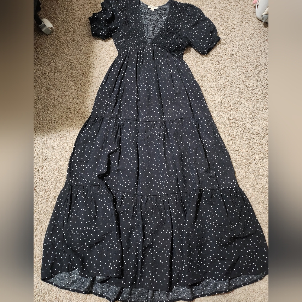 Black Polka Dot Maxi Dress